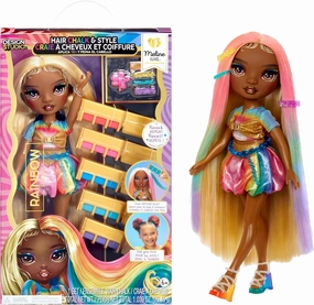 Rainbow High Hair Chalk & Style Meline – Rainbow & Gold 11” Doll. Washable Rainbow Hair Chalk, Color, Style, Play, Rinse & Repeat. Kids Gift 4-12 