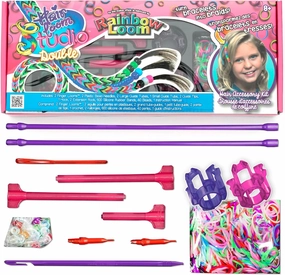 Rainbow Loom® Hair Loom Studio Kit, Features 2 Finger Loom, 40 Beads, 600 Rubber Colorful Rubber Bands and Many More, Great Gift for Girls 7 