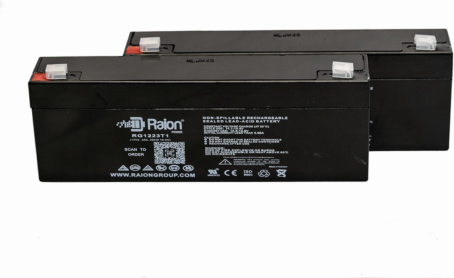 Raion Power 12V 2.3Ah Replacement SLA Battery for Power Sonic PS-1220-2 Pack