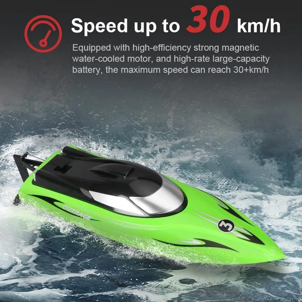 RC Boat for Kids and Adults, 30km/h High Speed Remote Control Boat for Pool & Lake 2.4 GHZ Fast Racing Boats with 2 Rechargeable Batteries