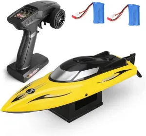 RC Boat for Kids and Adults, 30km/h High Speed Remote Control Boat for Pool & Lake 2.4 GHZ Fast Racing Boats with 2 Rechargeable Batteries