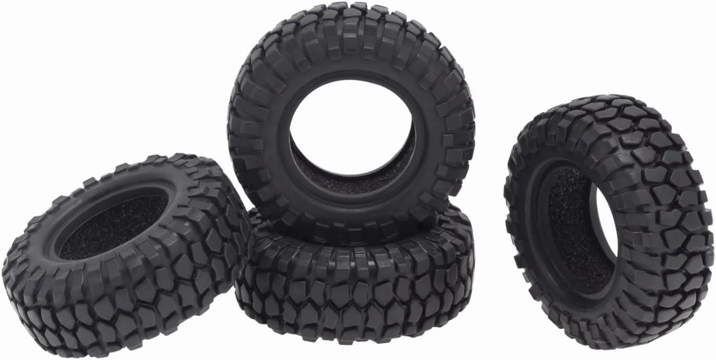 RC Accessory Compatible with Axial for SCX24 90081 AXI00002 1/24 RC Crawler Car Upgrade Parts 4PCS 48mm 1.0 Soft Rubber Wheel Tires Tyre