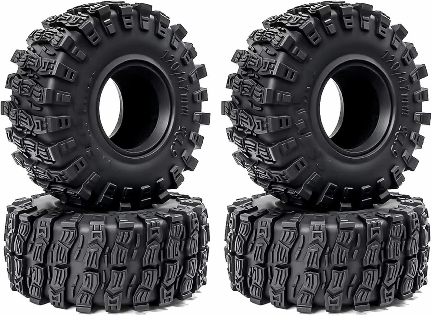 RC Wheel Tire Compatible with Axial for Capra for Traxxas for TRX4 D90 for Redcat 1/10 RC Crawler Car 4PCS 120mm 1.9" Soft Rubber Tire Wheel Tyre