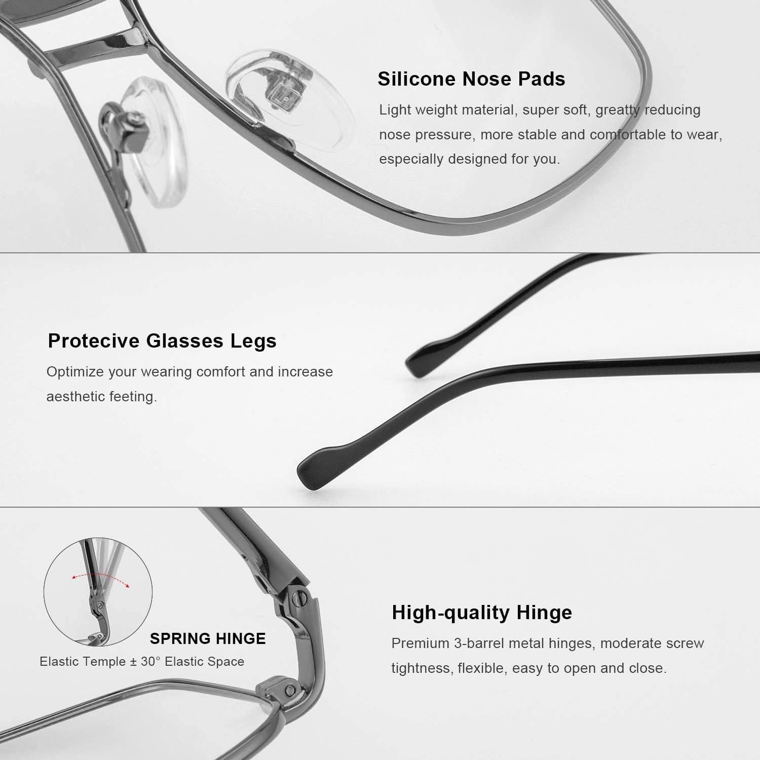 Reading Glasses for Men Square Double Bridge Blue Light Blocking Computer Readers