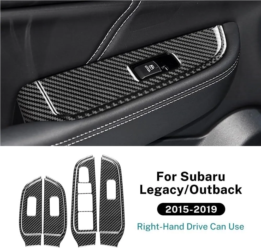Real Soft Carbon Fiber Sticker Compatible for Subaru Legacy Outback 2015 2016 2017 2018 2019 LHD RHD Car Door Window Panel Accessories(for RHD Black Carbon)