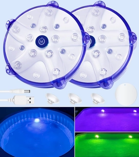 Rechargeable Floating Pool Lights, Submersible Led Pool Lights for Inground Pools with Magetic, Underwater Pools Light for Above Ground Pools Waterproof, Floating Hot Tub Light for Spa-2PCS