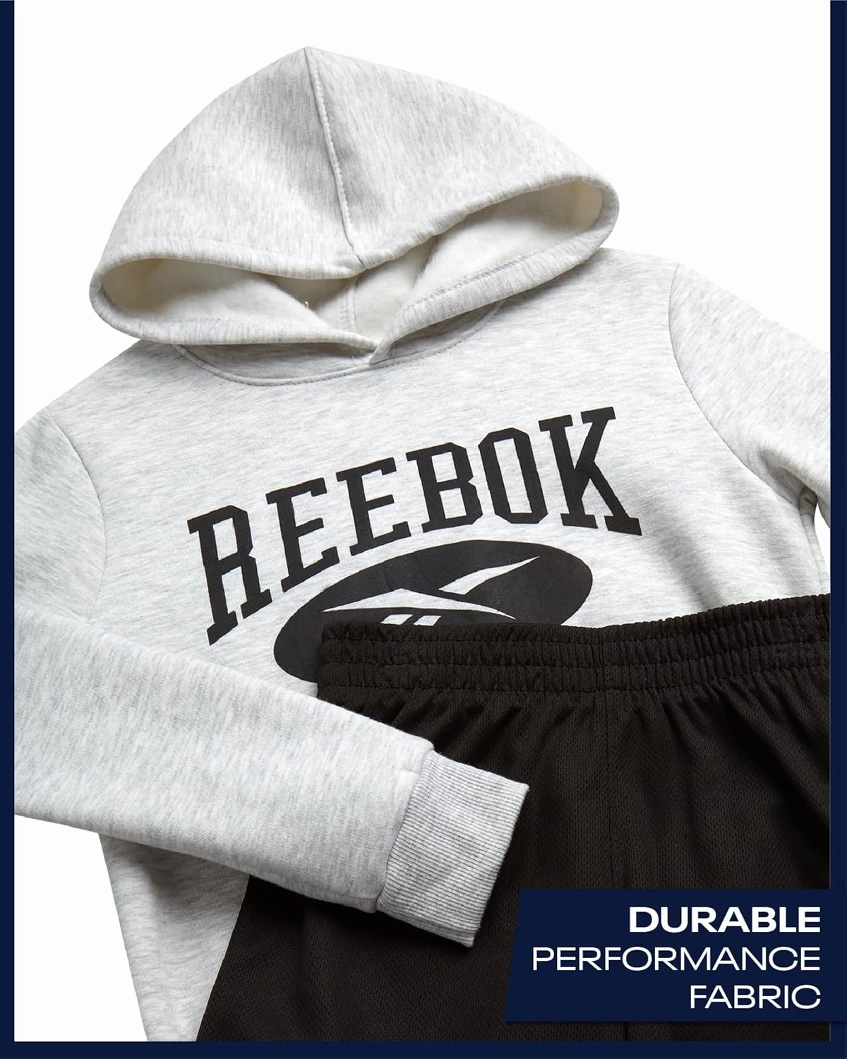Reebok Boys' Active Sweatsuit - 2 Piece Performance Knit Pullover Hoodie Sweatshirt and Sweat Shorts - Athleisure Set (8-12)