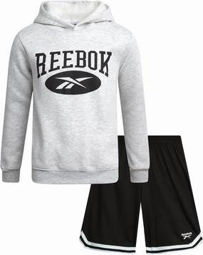 Reebok Boys' Active Sweatsuit - 2 Piece Performance Knit Pullover Hoodie Sweatshirt and Sweat Shorts - Athleisure Set (8-12)