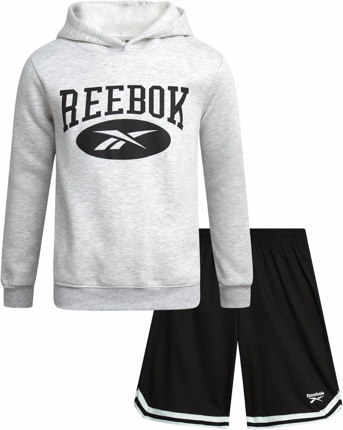 Reebok Boys' Active Sweatsuit - 2 Piece Performance Knit Pullover Hoodie Sweatshirt and Sweat Shorts - Athleisure Set (8-12)