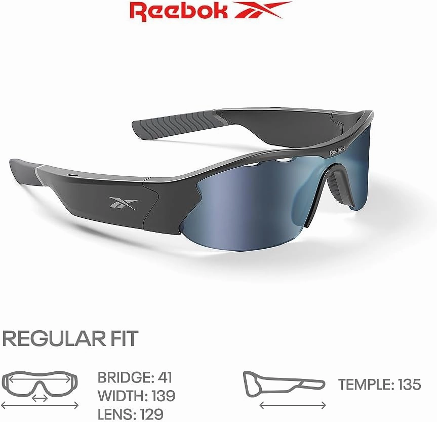 Reebok Octane Smart Sunglasses Powered by Lucyd | Red Mirror Polarized Lens | HiFi Bluetooth Sport Glasses