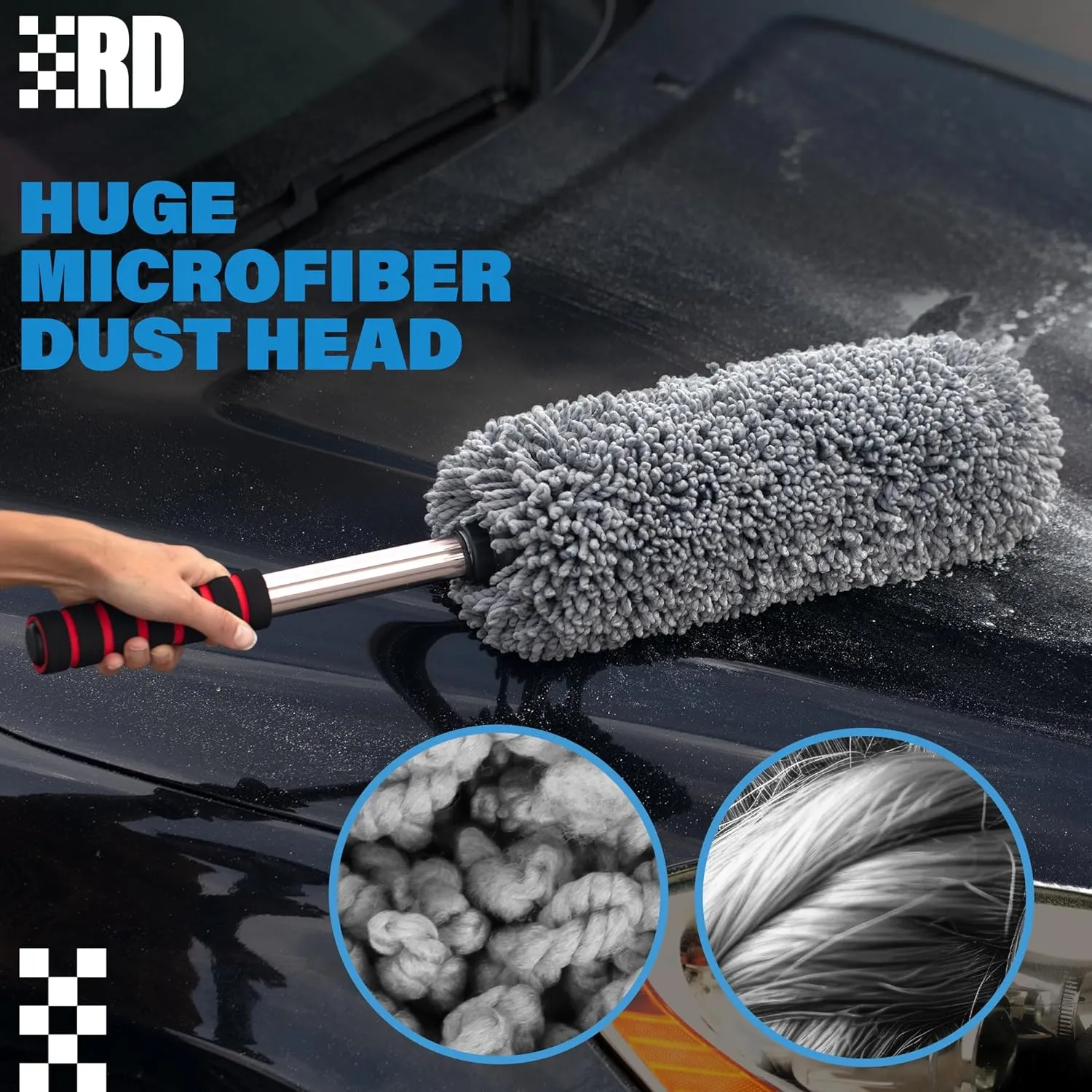 Relentless Drive Car Duster Exterior Scratch Free - Car Accessories for Women & Men - Cleaning Supplies with Premium Microfiber Includes Extra Large Extendable Handle