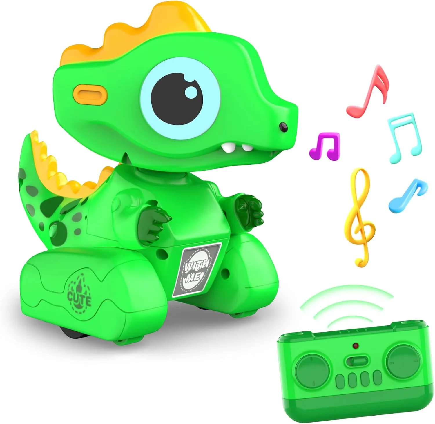 Remote Control Robot Dinosaur Toys, Dinosaur Toys for Kids, Robot Toy With LED Light Eyes, Auto-Demo, Recording, Repeat, 360 Degree Rotation, Singing for Girls Boys age 3 Years and Up, Green