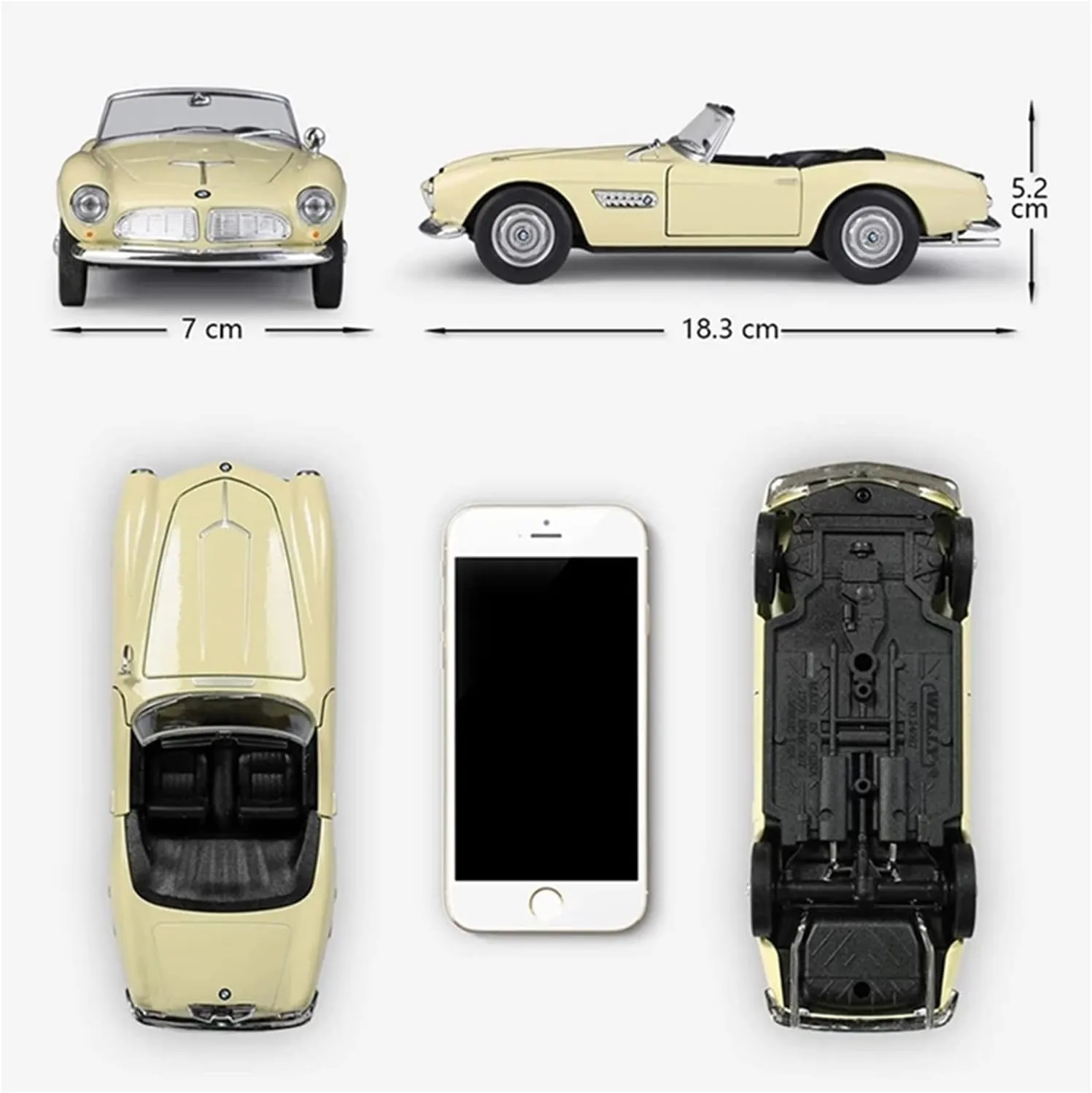 Resin Car Vehicle Model Fit for BMW 507 1 24 Soft Top Convertible Alloy Die-cast Classic Car Model Decoration Collection Gift Festive Deluxe Gift(B)