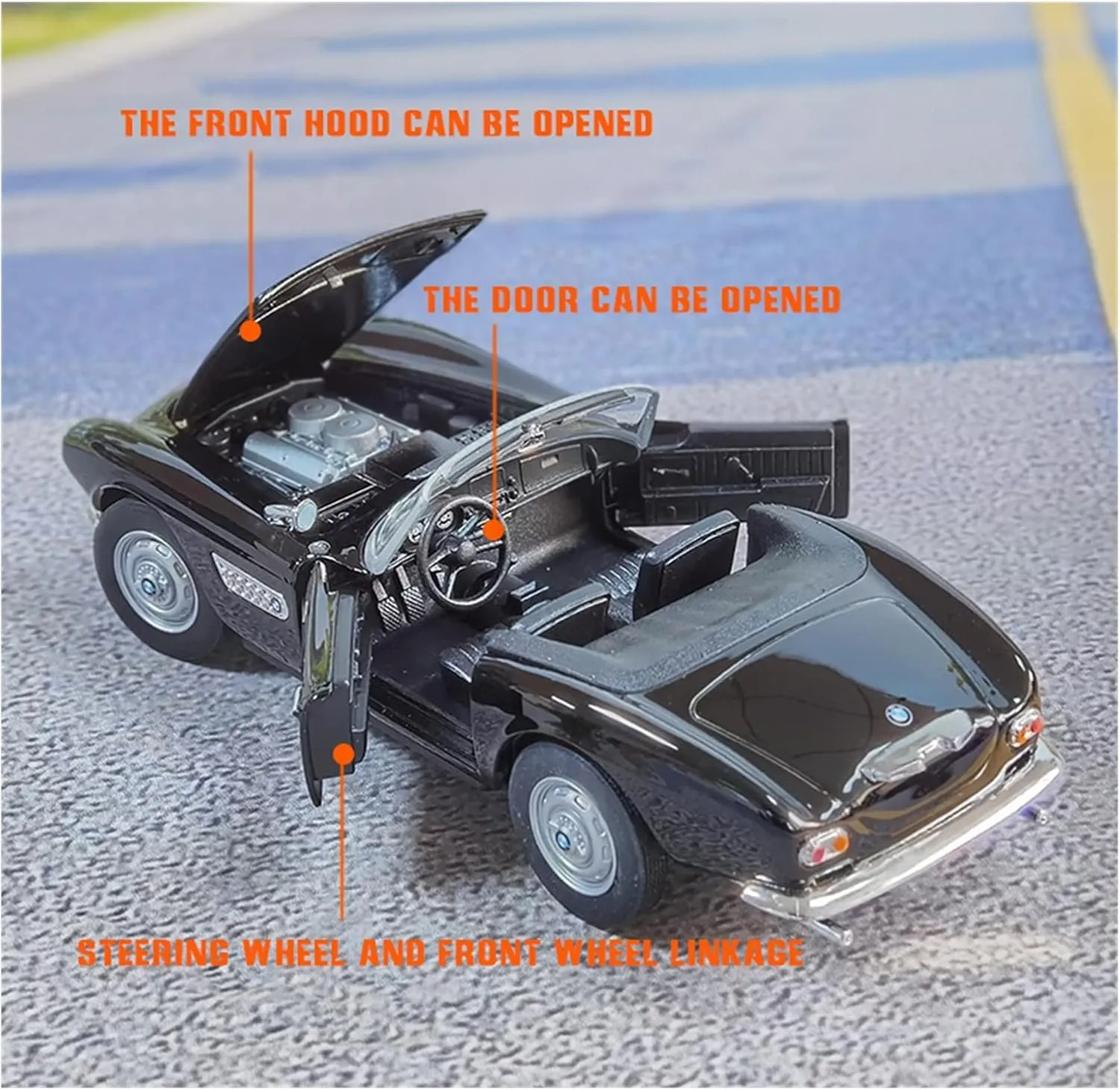 Resin Car Vehicle Model Fit for BMW 507 1 24 Soft Top Convertible Alloy Die-cast Classic Car Model Decoration Collection Gift Festive Deluxe Gift(B)