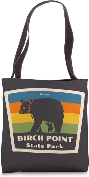 Retro Birch Point State Park Maine Bear ME Souvenir Tote Bag