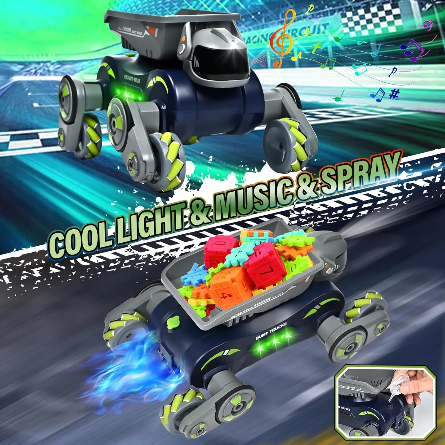Robot Dog Toys for Boys Girls, Remote Control Car for Kids Ages 5-7, Rechargeable RC Car Stunt Kids Toys with Light Music Gesture Sensing RC Trucks Robot Toy for 8-12 Boys Girls Birthday Gift Green