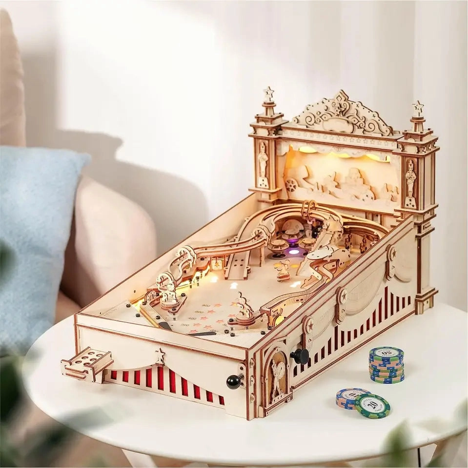 Robotime 3D Pinball Machine Puzzle Amusing Table Game Mechanical Wooden Model Building Kits for Adult 14  Teens