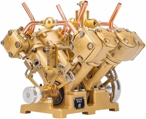RW-V4 Mini Steam Engine Model, Reciprocating Steam Engine Model for 90-150cm Steamships, Physical Science Experiment Display for Teens, Home or Office Decor (Without Boiler)