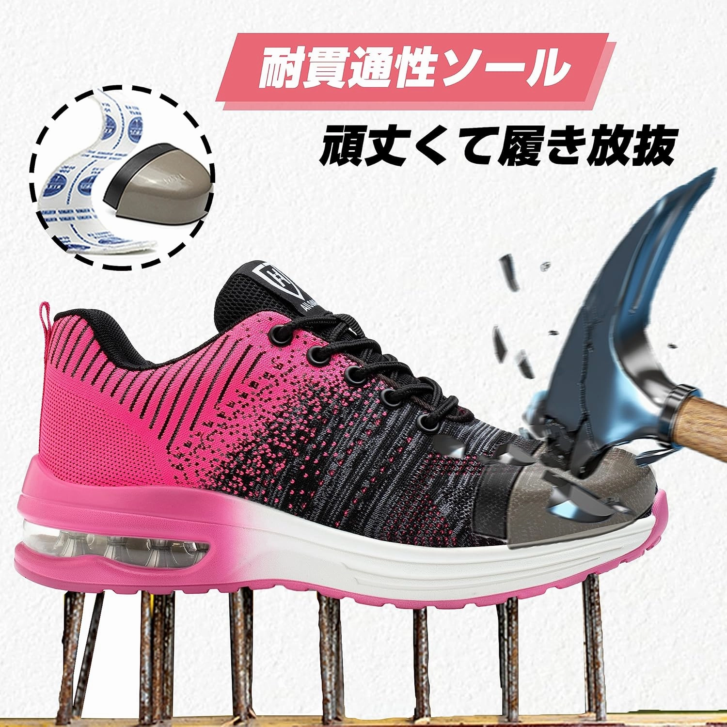 Safety Shoes Steel Toe Shoes for Men Women Breathable Safety Work Sneakers Lightweight Comfortable Proof Slip Resistant Fashion Sneakers Air Cushion Construction Industrial Shoes