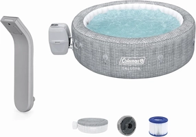SaluSpa Battery Powered Color Changing LED Soothing Spa Waterfall Accessory with Sicily AirJet Inflatable Hot Tub with 180 Soothing Jets, Gray