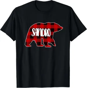 Sandro Bear Custom Red Buffalo Plaid Christmas Pajama T-Shirt