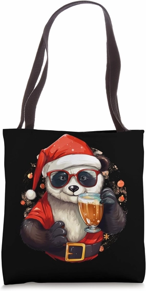 Santa Clause Panda Bear Tote Bag