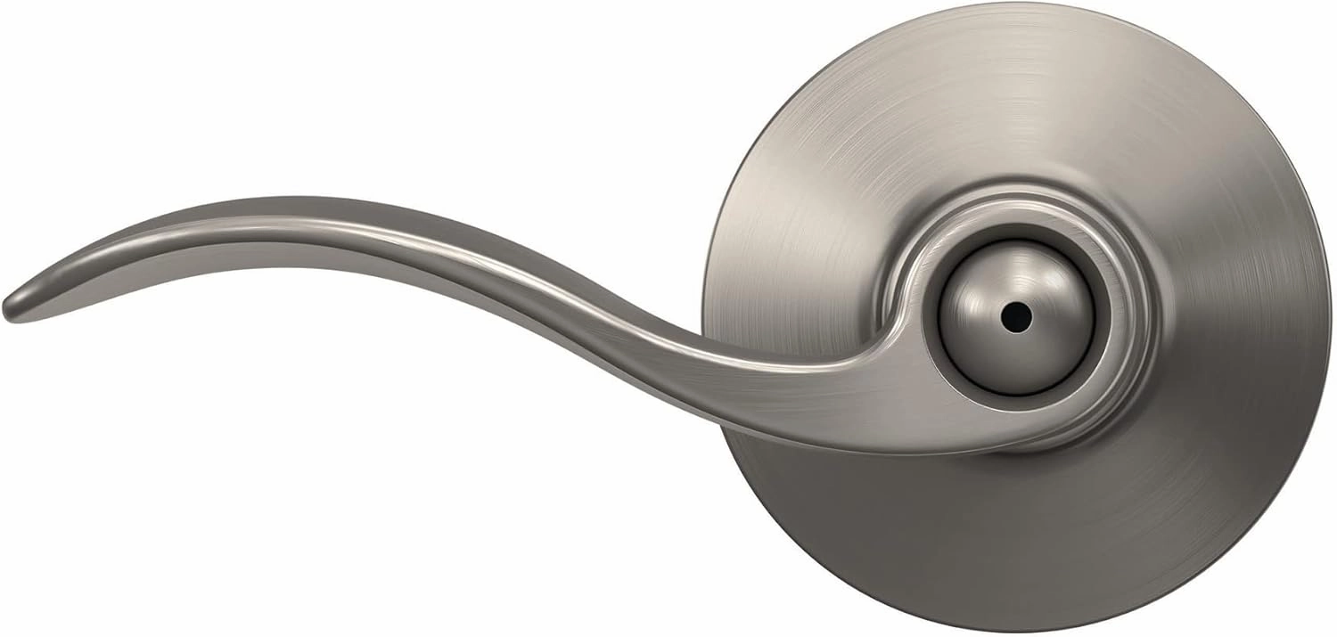 Schlage F40 V ACC 619 Accent Door Lever, Bed & Bath Privacy Lock, Satin Nickel, 5.5"L x 2.25"W