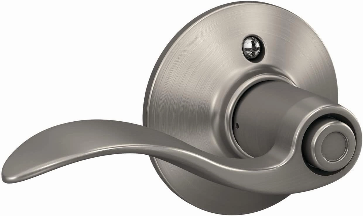 Schlage F40 V ACC 619 Accent Door Lever, Bed & Bath Privacy Lock, Satin Nickel, 5.5"L x 2.25"W
