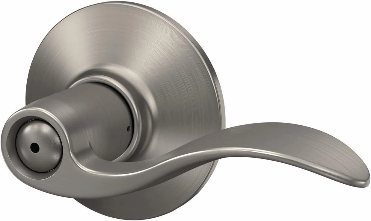 Schlage F40 V ACC 619 Accent Door Lever, Bed & Bath Privacy Lock, Satin Nickel, 5.5"L x 2.25"W