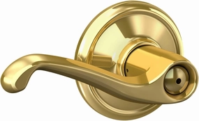 Schlage F40 V FLA 605 Flair Door Lever, Bed & Bath Privacy Lock, Bright Brass