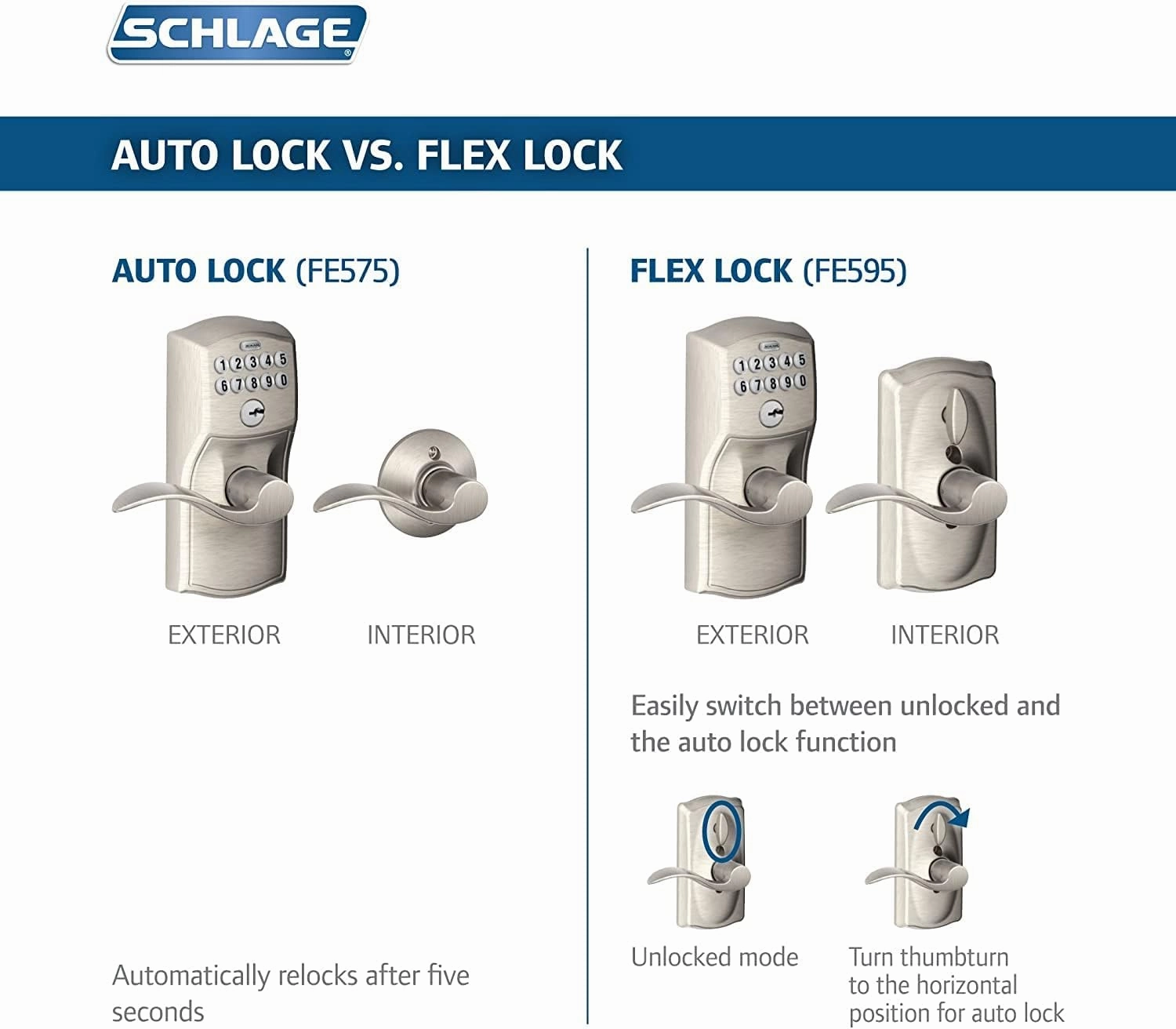 SCHLAGE FE575 CAM 609 ACC Camelot Keypad Entry with Auto-Lock and Accent Levers, Antique Brass