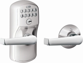 SCHLAGE FE575 PLY 626 ELA Plymouth Keypad Entry with Auto-Lock and Elan Levers, Brushed Chrome