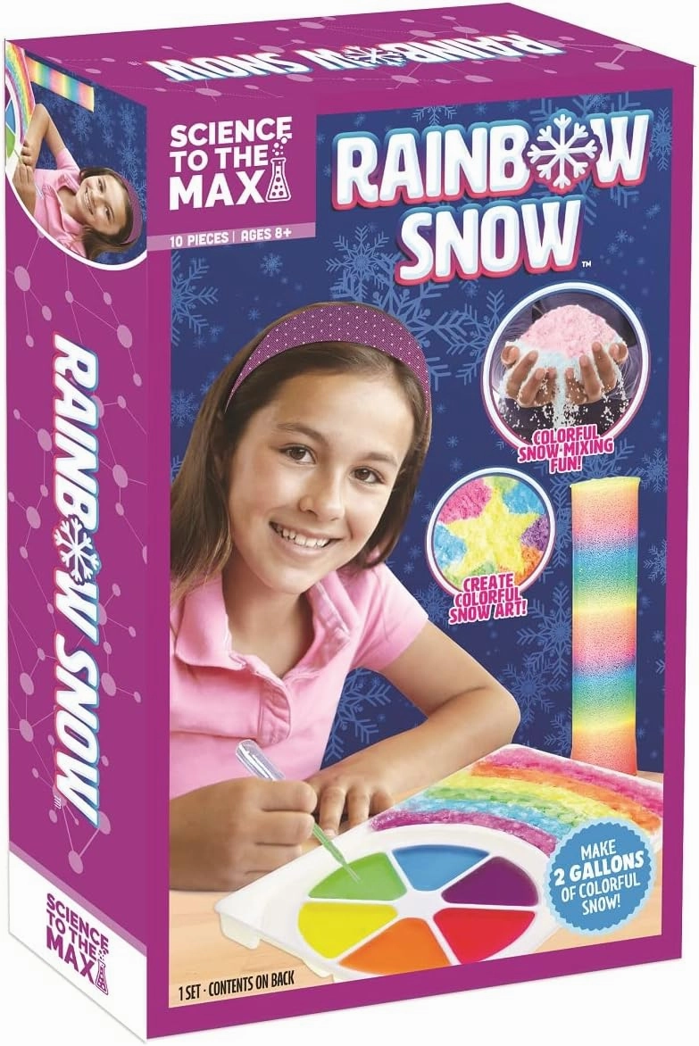 Science to The Max Rainbow Snow- Create 2 Gallon of Colorful and Reusable Snow- 7 Science Experiments Included - Stem Activity Kit for Boys & Girls 8 - Snow for Winter Display
