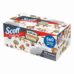 Scott Shop Original On-The-Go Pop-Up Cloths (55195), Soft Absorbent Napkins, 8.9'x10' Wipes, White (8 Boxes of 70 Sheets, 560 Sheet Total)
