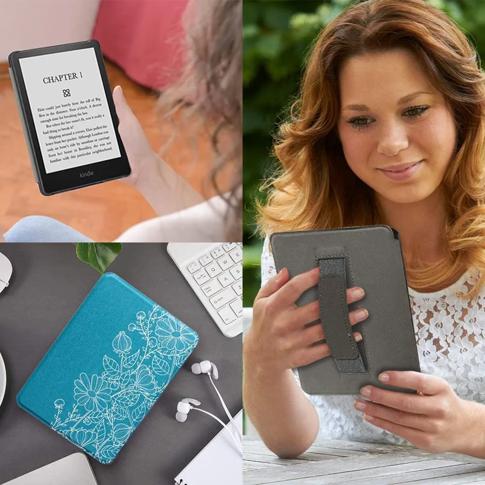 SCSVPN Case for 6.8'' Kindle Paperwhite 11th Generation 2021 Release and Kindle Paperwhite Signature Edition - Slim Premium Durable PU Leather Cover with Hand Strap, Auto Sleep/Wake