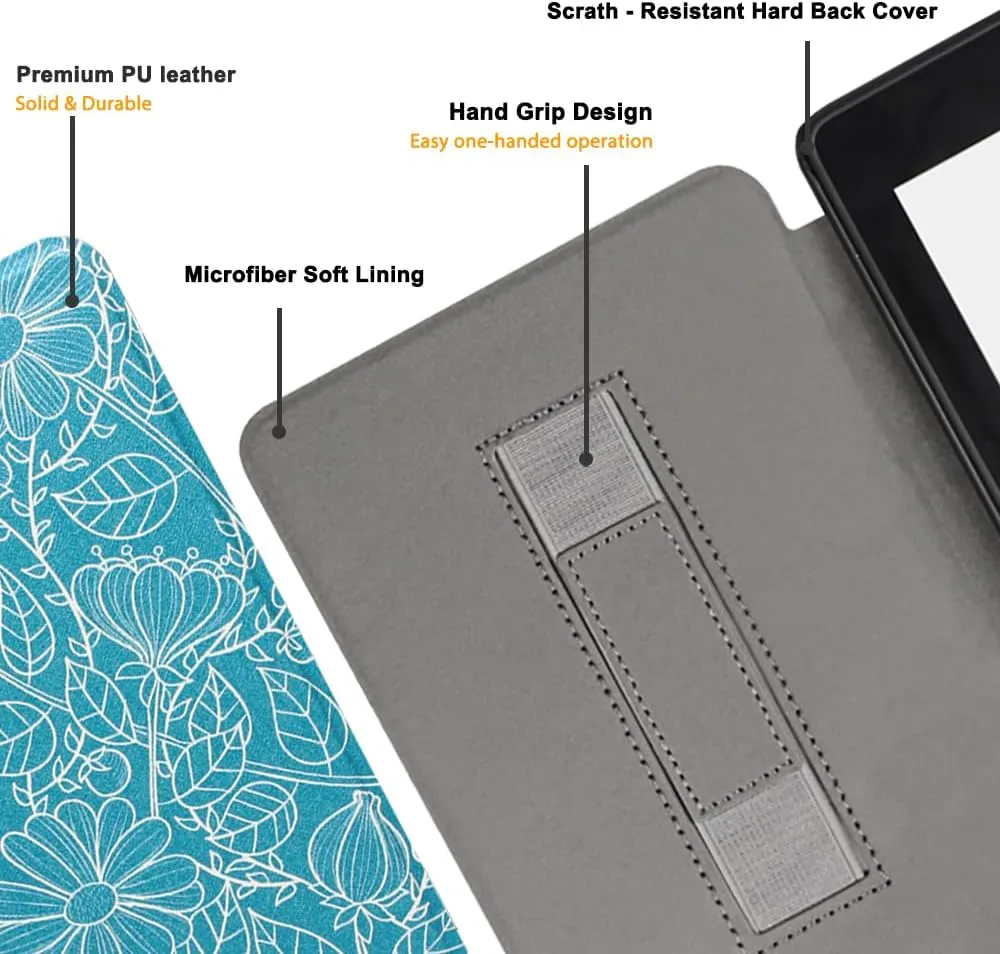 SCSVPN Case for 6.8'' Kindle Paperwhite 11th Generation 2021 Release and Kindle Paperwhite Signature Edition - Slim Premium Durable PU Leather Cover with Hand Strap, Auto Sleep/Wake