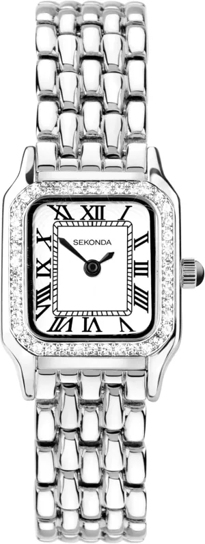 Sekonda Monica Ladies 20mm Quartz Watch, Alloy Case & Bracelet with Stone Set Bezel & White Dial