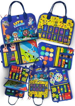 Sensory Activity Boards for Autism, ADHD, SPD (Sensory Processing Disorder) - Social Emotional Learning - Buckles Buttons Shoelace. Montessori Motor Skills - Travel (Numbers)