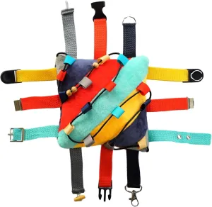 SENSORY4U Buckle Pillow Sensory Fine Motor Development Toy Activity Plushie - OT Therapy Tool Threading Counting Colors Latches Sorting Skills in One - 2nd Edition