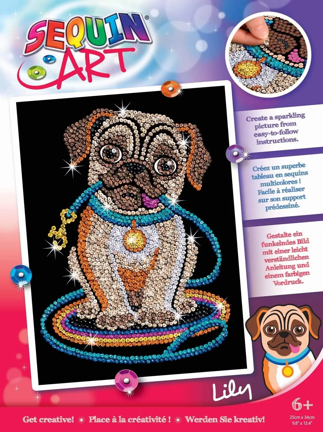 Sequin Art Red, Pug, Sparkling Arts and Crafts Picture Kit, Creative Crafts, Multicolor (1502)