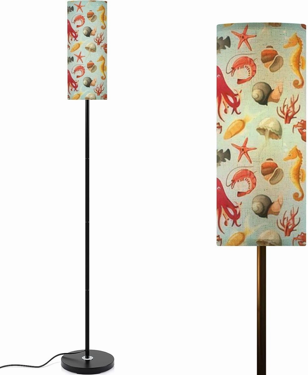 Set Fish Animals from sea Modern Floor Lamp Minimalist Standing Lamps for Living Room LED Corner Lamp Remote Control Metal Pole Lamp for Bedroom, Reading