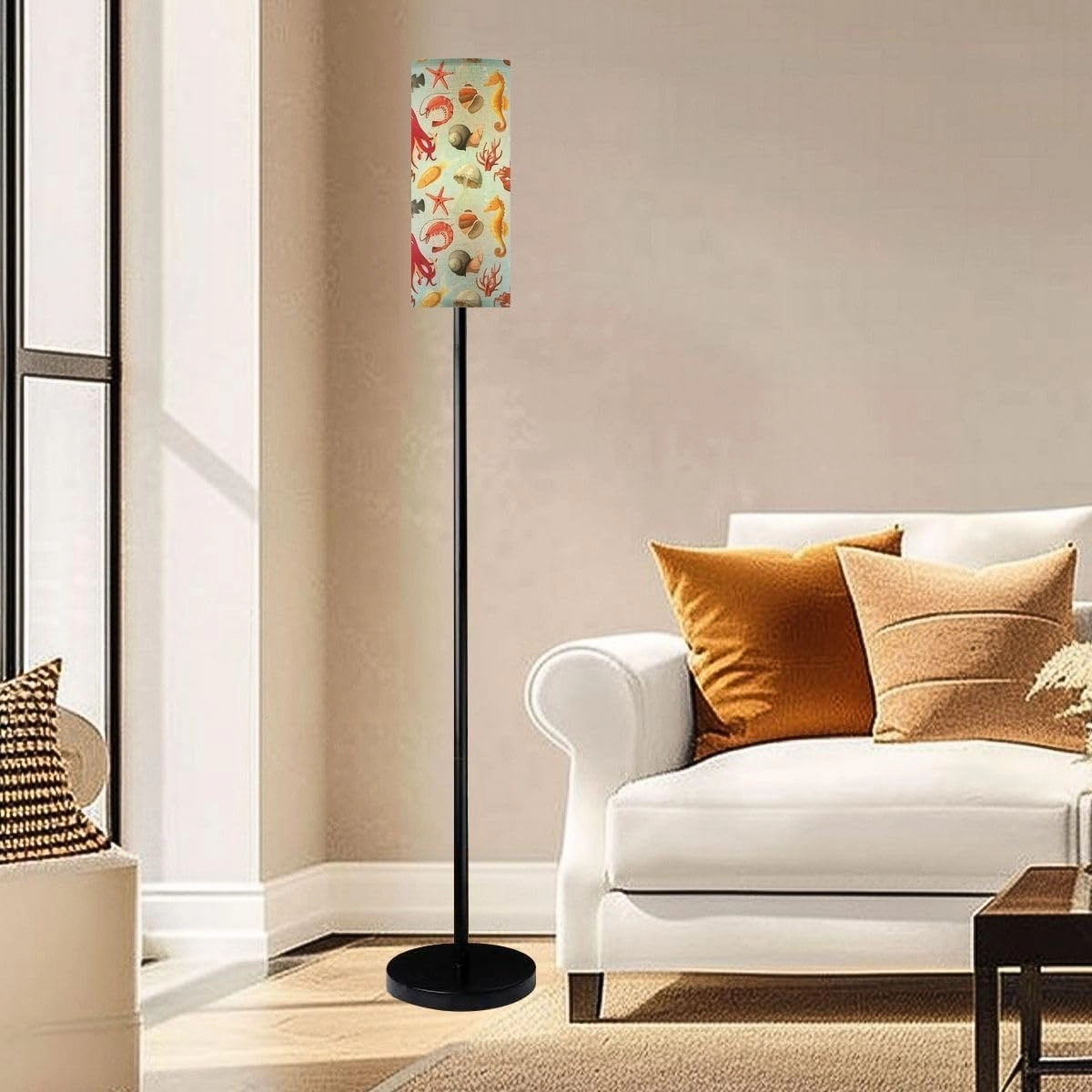 Set Fish Animals from sea Modern Floor Lamp Minimalist Standing Lamps for Living Room LED Corner Lamp Remote Control Metal Pole Lamp for Bedroom, Reading