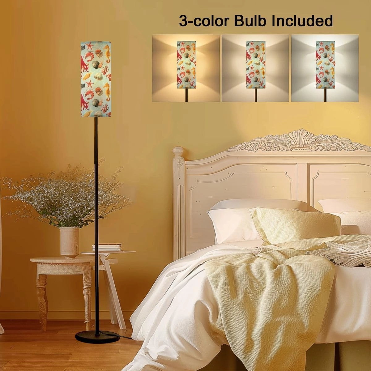 Set Fish Animals from sea Modern Floor Lamp Minimalist Standing Lamps for Living Room LED Corner Lamp Remote Control Metal Pole Lamp for Bedroom, Reading