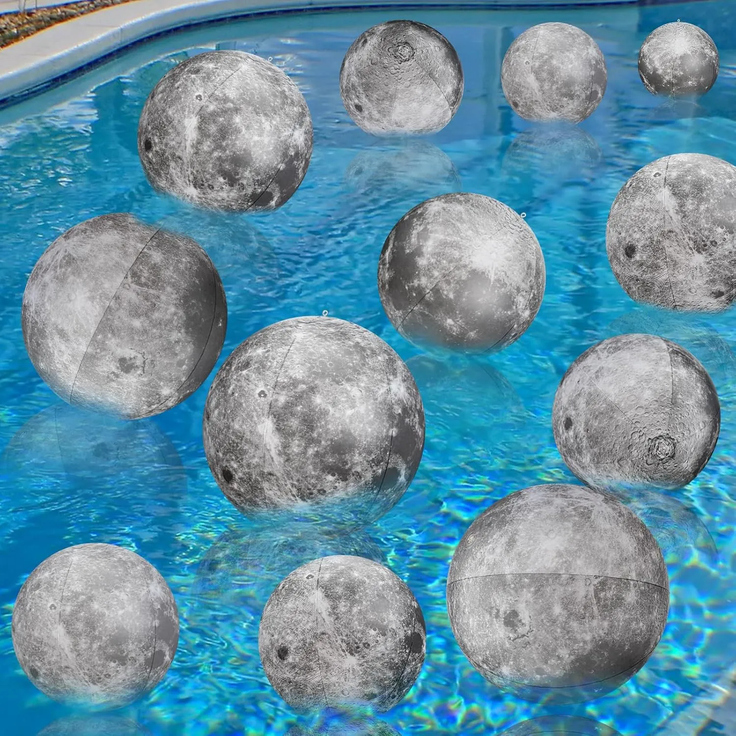 Shappy 6 Packs Moon Inflatable PVC Ball Bulk - Gray Moon Shape Science Teaching Aids Planet Beach Ball for Kid Birthday Party Classroom Planetarium (16 Inch,24 Inch)