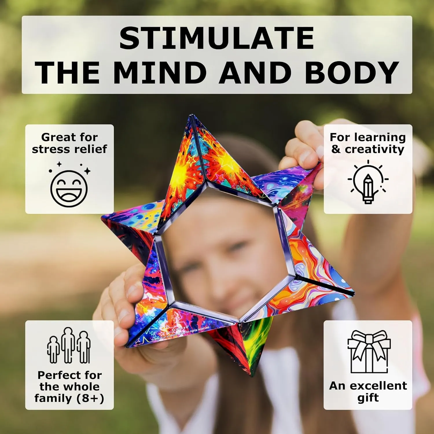 SHASHIBO Holographic Shape Shifting Box - STEM Magnetic Fidget Cube That Transforms Into Over 70 Shapes, Download Fun in Motion Toys Mobile App (Cosmos)