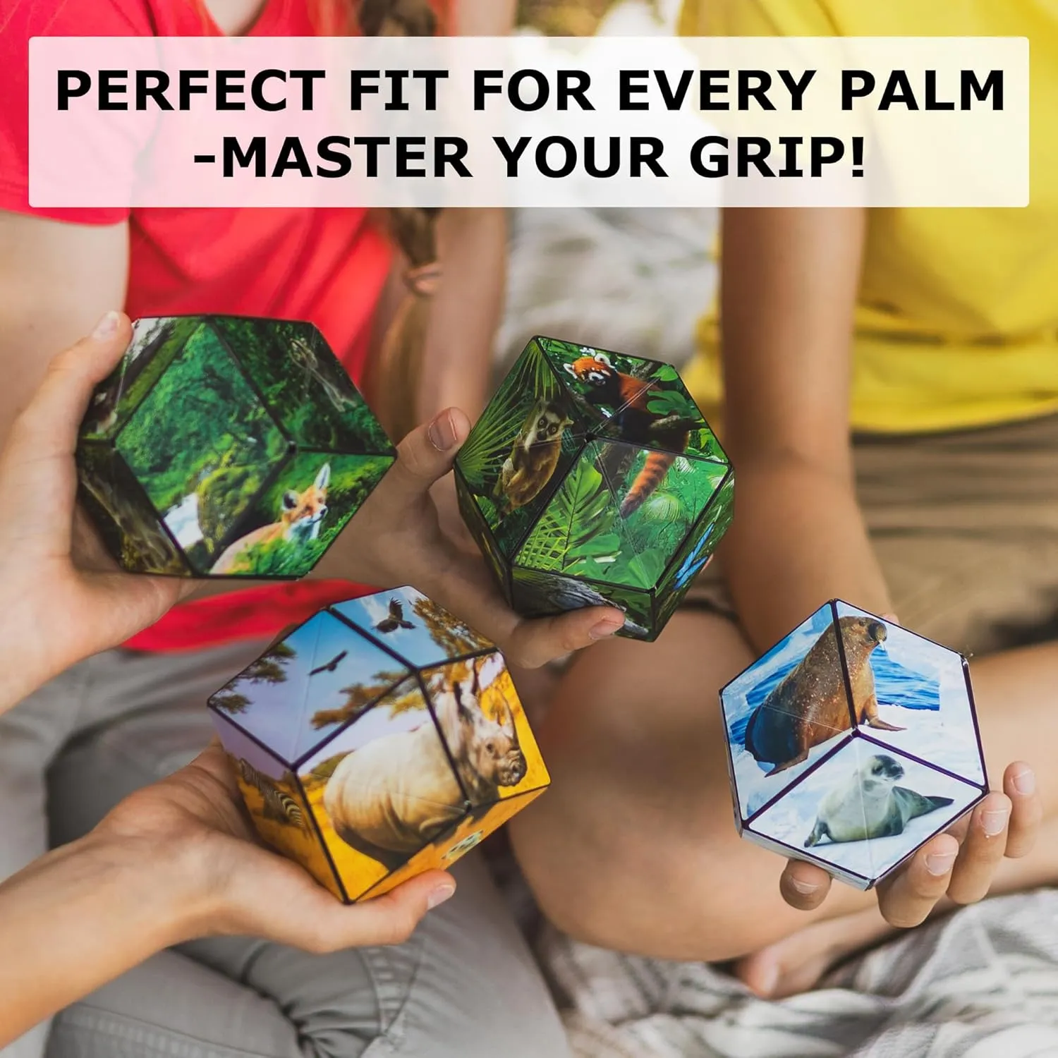 SHASHIBO Shape Shifting Box - Award-Winning, Patented Fidget Cube w/ 36 Rare Earth Magnets - Transforms Into Over 70 Shapes, Download Fun in Motion Toys Mobile App (Wild Series - Savannah)