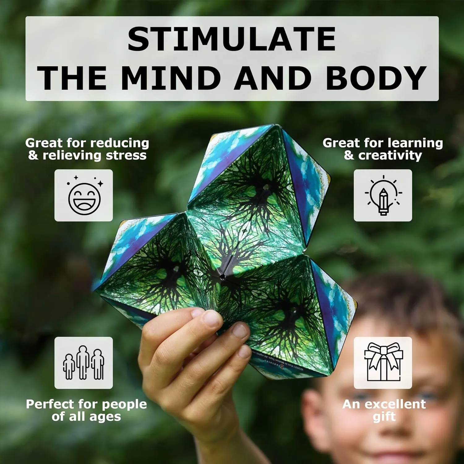 SHASHIBO Shape Shifting Box - STEM Magnetic Fidget Cube that Transforms Into Over 70 Shapes, Download Fun in Motion Toys Mobile App (Confetti)
