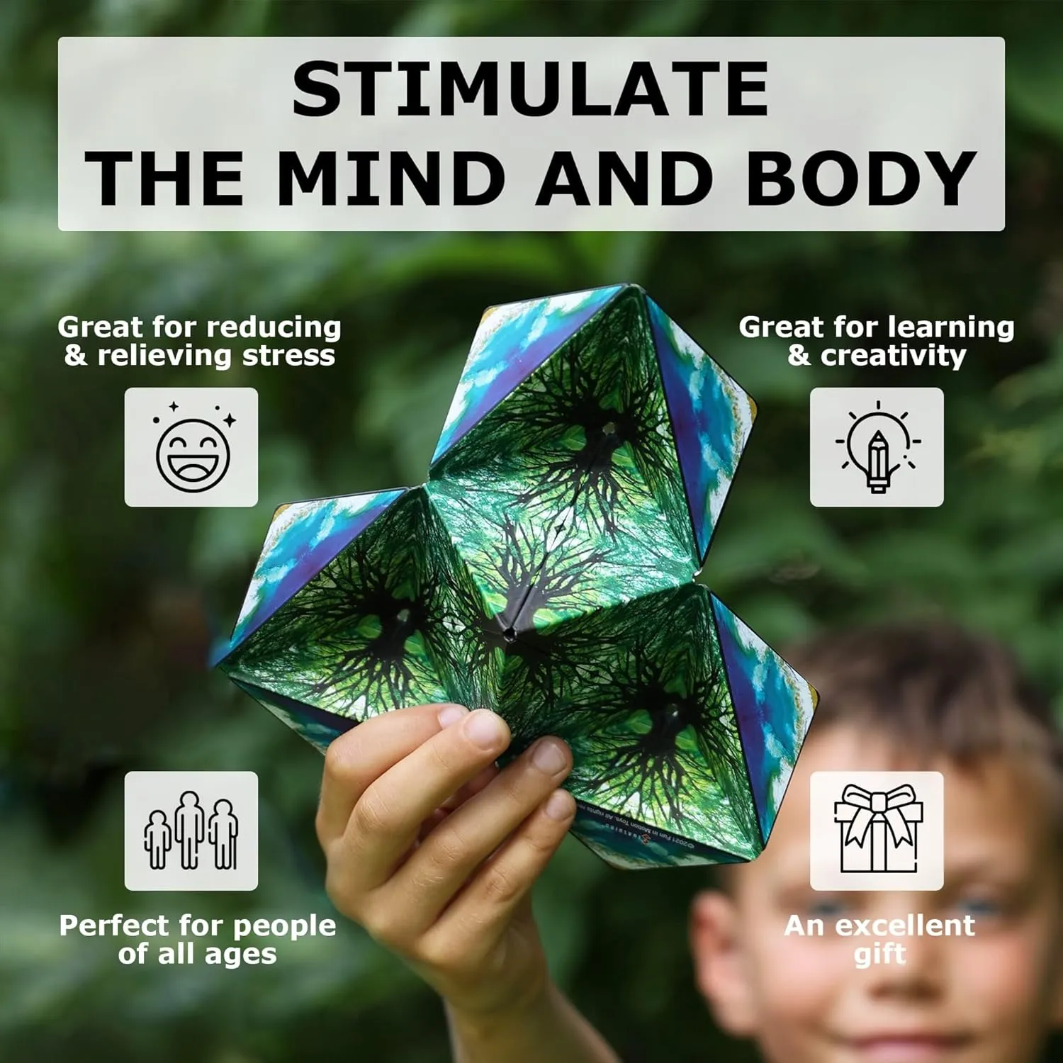 SHASHIBO Shape Shifting Box - STEM Magnetic Fidget Cube That Transforms Into Over 70 Shapes, Download Fun in Motion Toys Mobile App (Elements)