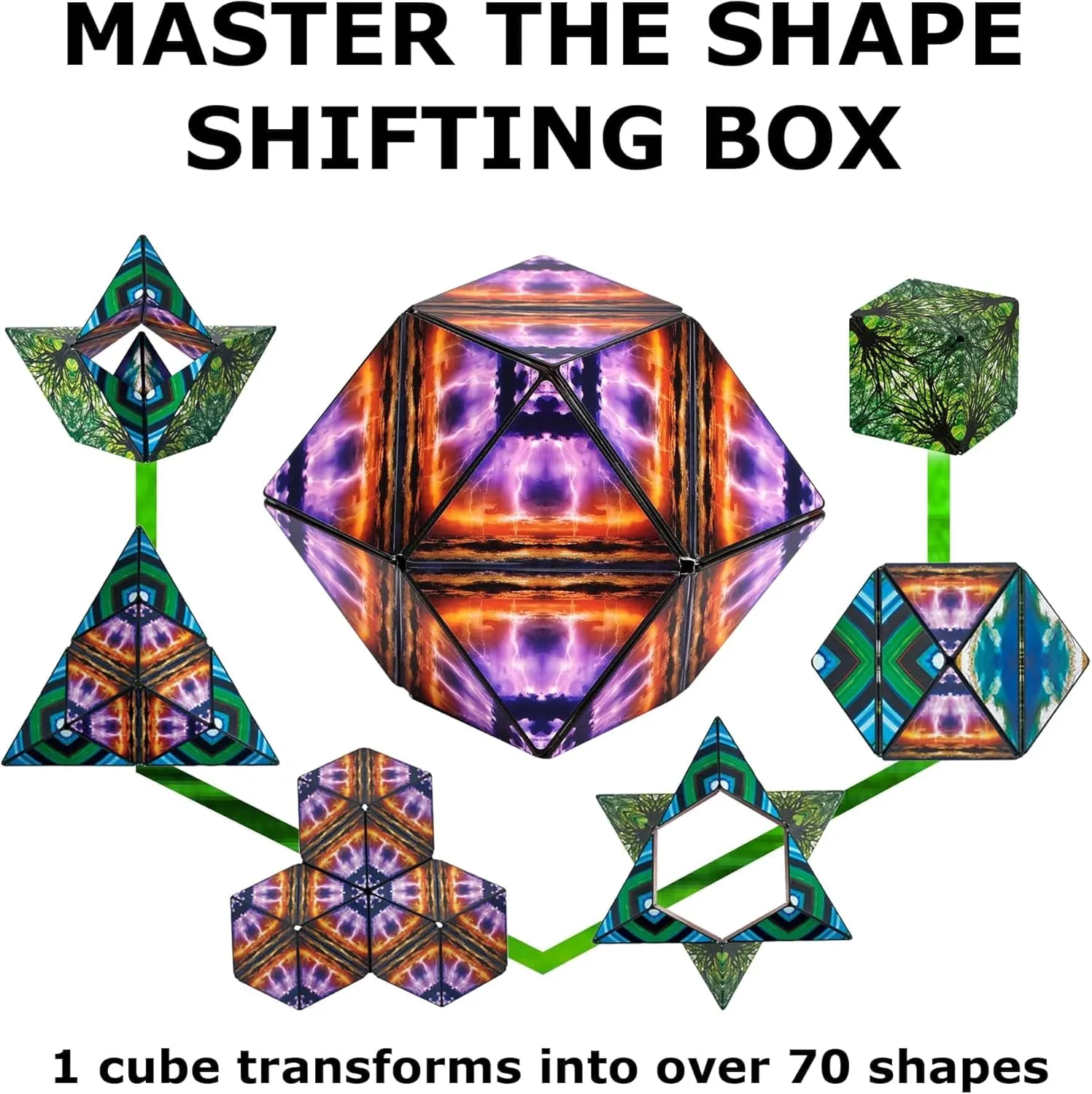 SHASHIBO Shape Shifting Box - STEM Magnetic Fidget Cube That Transforms Into Over 70 Shapes, Download Fun in Motion Toys Mobile App (Elements)