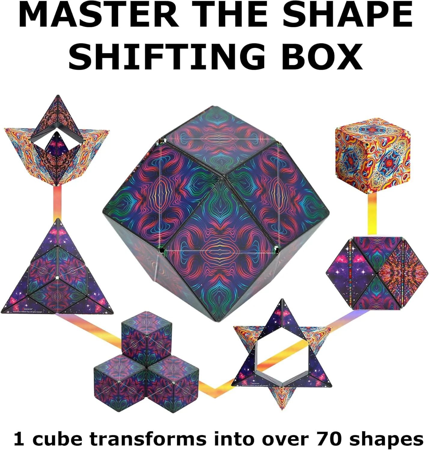 SHASHIBO Shape Shifting Box - STEM Magnetic Fidget Cube That Transforms Into Over 70 Shapes, Download Fun in Motion Toys Mobile App (Spaced Out)